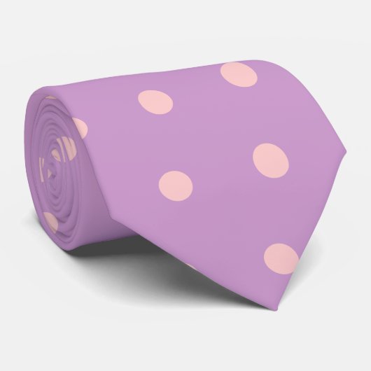 Stropdas lavender en roze polaire dot (Opgerold)