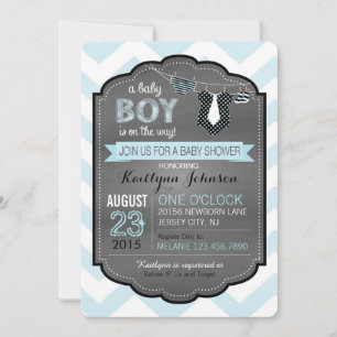 Stropdas Luiers en Booties Baby shower Uitnodiging