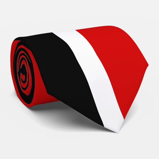 Stropdas Mannen rood zwart wit streep (Opgerold)