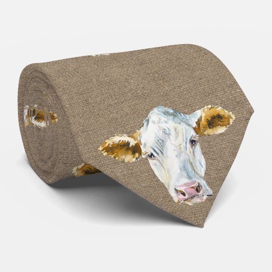 Stropdas met Afbeelding van de Koe op de Kleur van (Opgerold)