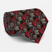 stropdas met argyle-schedel zwart en rood (Opgerold)