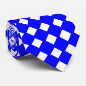 Stropdas met blauw en wit diamantpatroon (Opgerold)