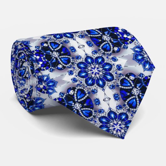 Stropdas met Blauw Wit Kleuren Design (Opgerold)