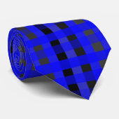 Stropdas met blauwe en zwarte gingham-stijl (Opgerold)