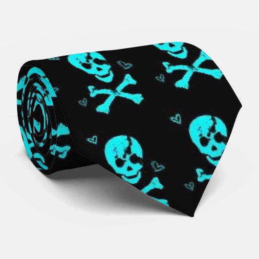 stropdas met blauwe schedel (Opgerold)