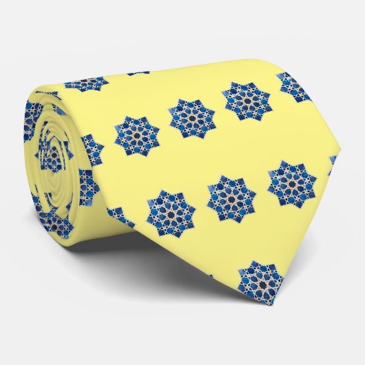 Stropdas met Blue Arabesque Tessellation Pattern (Opgerold)
