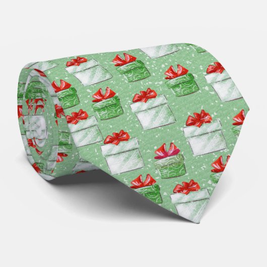 Stropdas met de groene kerstpresentator (Opgerold)