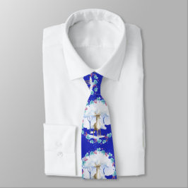 Stropdas met een Hert in Blauw & Wit