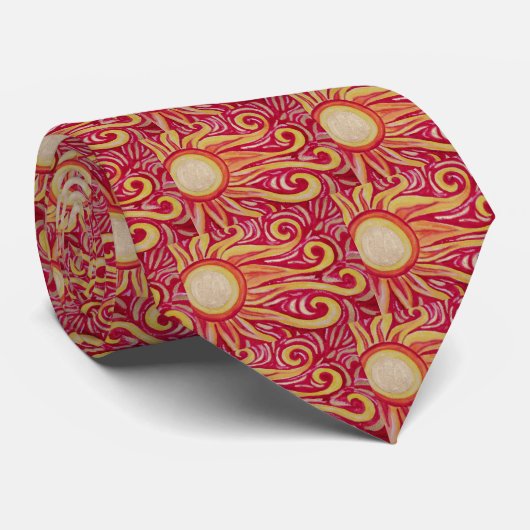 Stropdas met een ontwerp van de Zonnezon (Opgerold)