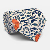 Stropdas met een zwart en rood floreel patroon (Opgerold)