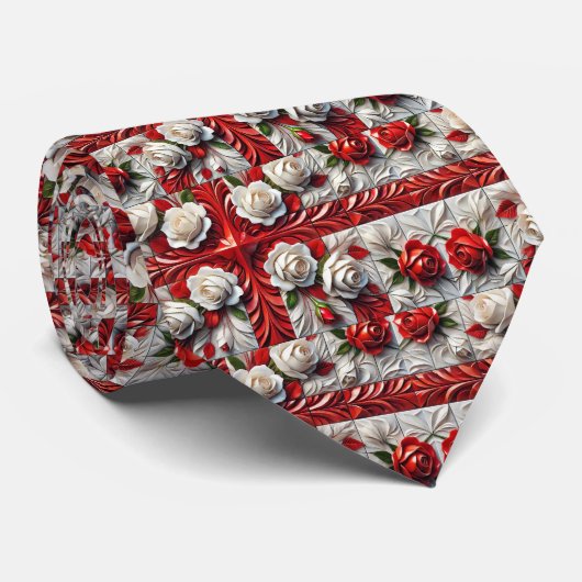 Stropdas met Engels Rozen Design (Opgerold)