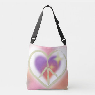 Stropdas met geverfd hart vredesbord crossbody tas