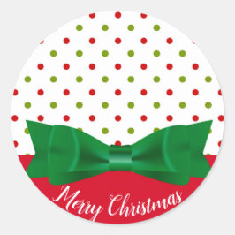 Stropdas met groene en rode pokken met rode kerst ronde sticker