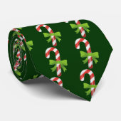 Stropdas met groene kerstsnoepriet (Opgerold)