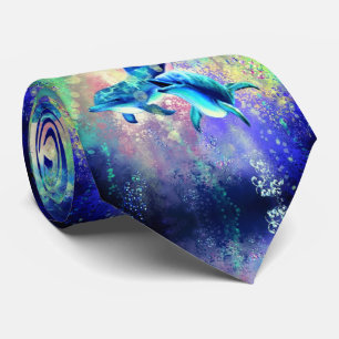 Stropdas met Happy Dolphin Couple