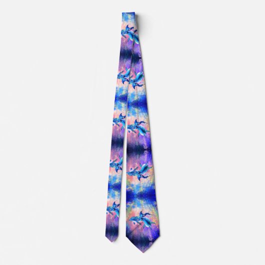 Stropdas met het Happy Dolphin-paar - schilderen (Achterkant)