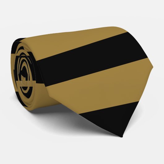 Stropdas met horizontale streep (zwart en goud) (Opgerold)