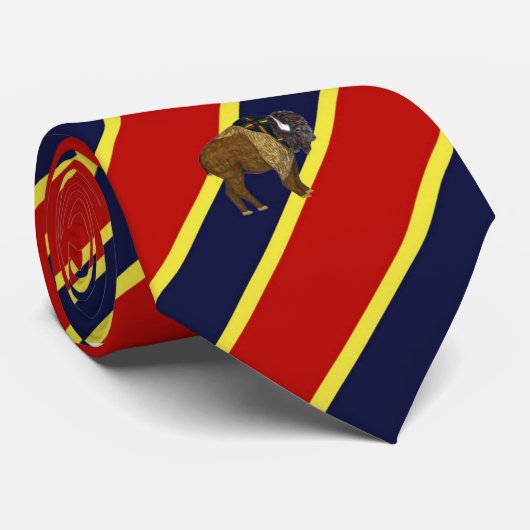 Stropdas met houtbadge Buffalo Striped Dress (Opgerold)