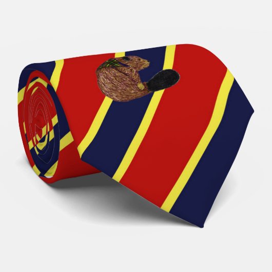 Stropdas met houtsbadge Beaver Striped Dress (Opgerold)