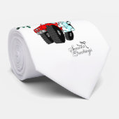 Stropdas met kerstbomen, Stropdas Snowman Truck (Opgerold)