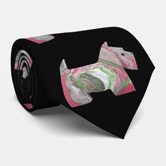 Stropdas met kerstcadeaus Terrier (Opgerold)