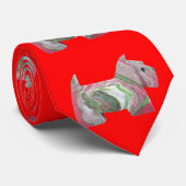 Stropdas met kerstcadeaus Terrier (Opgerold)