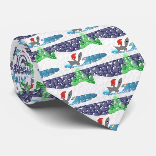 Stropdas met kersthaaien (Opgerold)