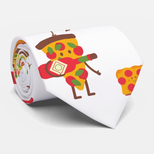 Stropdas met pizzathema (Opgerold)