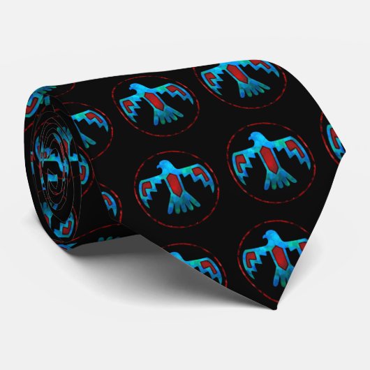 Stropdas met rode en blauwe ondervoed (Opgerold)