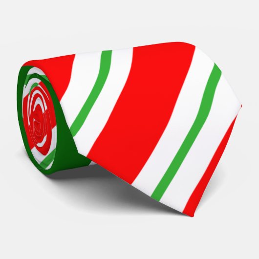 Stropdas met rode en groene strepen (Opgerold)