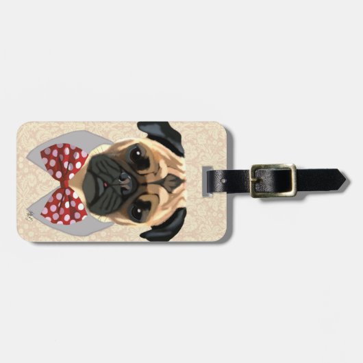 Stropdas met rode en witte pootjes bagagelabel (Voorkant horizontaal)