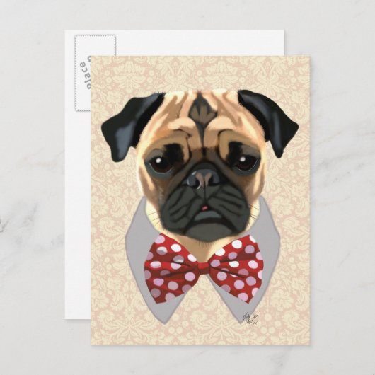 Stropdas met rode en witte pootjes briefkaart (Voorkant / Achterkant)