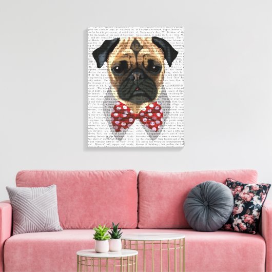 Stropdas met rode en witte pootjes canvas afdruk (Insitu (Woonkamer))