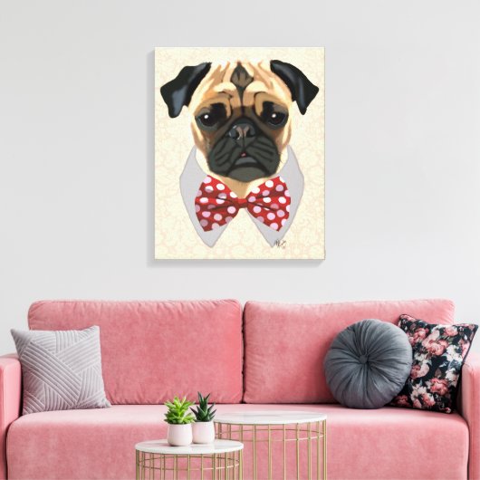 Stropdas met rode en witte pootjes canvas afdruk (Insitu (Woonkamer))