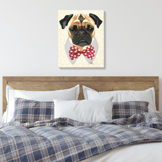 Stropdas met rode en witte pootjes canvas afdruk (Insitu (Slaapkamer))