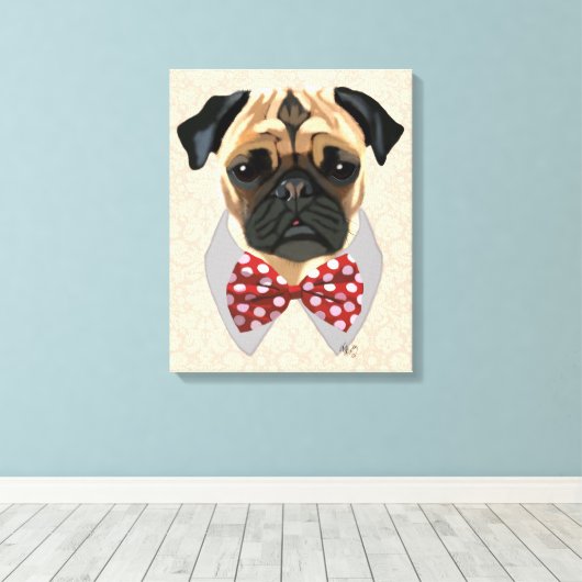 Stropdas met rode en witte pootjes canvas afdruk (Insitu (Houten vloer))