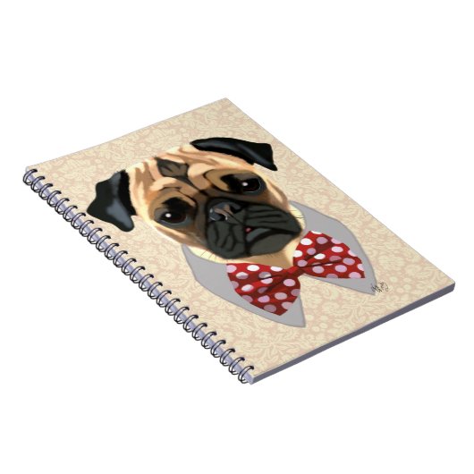 Stropdas met rode en witte pootjes notitieboek (Rechterzijde)