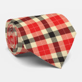 Stropdas met rode en zwarte tartan (Opgerold)