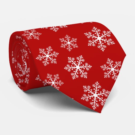 Stropdas met rode sneeuwvlokken (Opgerold)