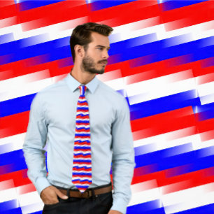 Stropdas met rode, witte en blauwe pixels