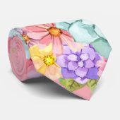 Stropdas met roze blauwe florale bruiloft (Opgerold)