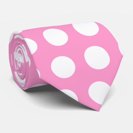Stropdas met roze en witte poka dot (Opgerold)