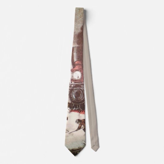 Stropdas met sneeuwgebonden trein (Voorkant)