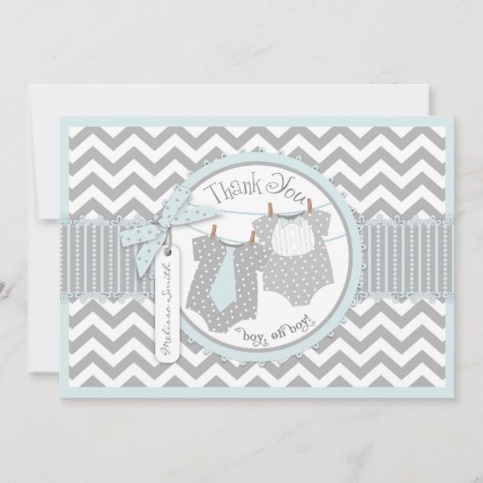 Stropdas met twee dozen Stropdas Chevron print bed Bedankkaart (Voorkant)