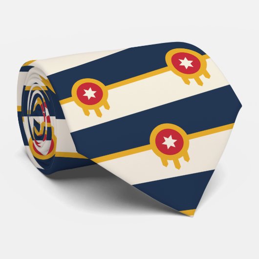 Stropdas met vlag van Tulsa, Oklahoma, Verenigde S (Opgerold)