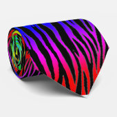 Stropdas met Zebra Print RAINBOW NEON RAVE (Opgerold)