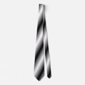 Stropdas met zilver, wit, zwarte diagonaal strepen (Voorkant)