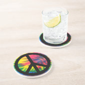 Stropdas met zwart vredesbord zandsteen onderzetter (Zijkant)