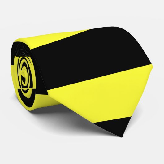 Stropdas met zwarte en gele brede streep (Opgerold)