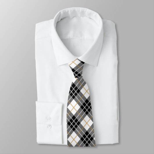 Stropdas met zwarte en goudkleurige tartan (Gebonden)